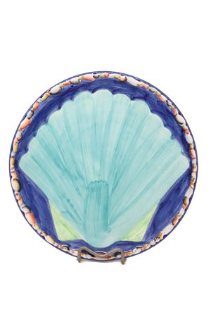 Piatto piano con conchiglia dipinta L'Oasi ceramiche | PIATTOPIANOVENTAGLIOBLU